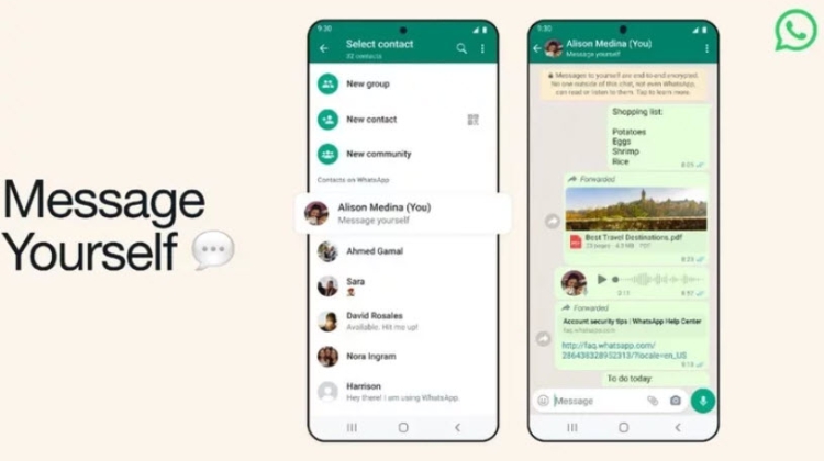 WhatsApp ปล่อยฟีเจอร์ พิมพ์ Massage ให้ตัวเอง (Message Yourself)